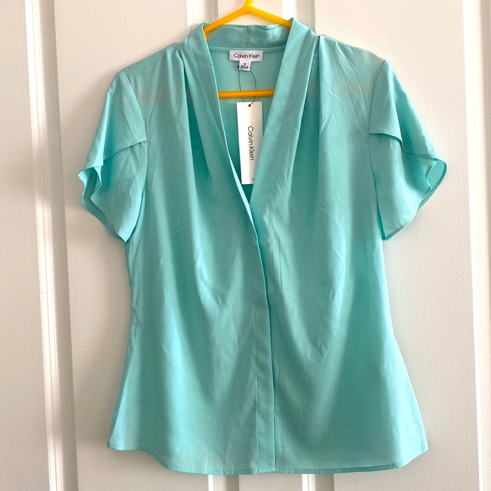 NWT Calvin Klein Suit Apple Green Blouse M